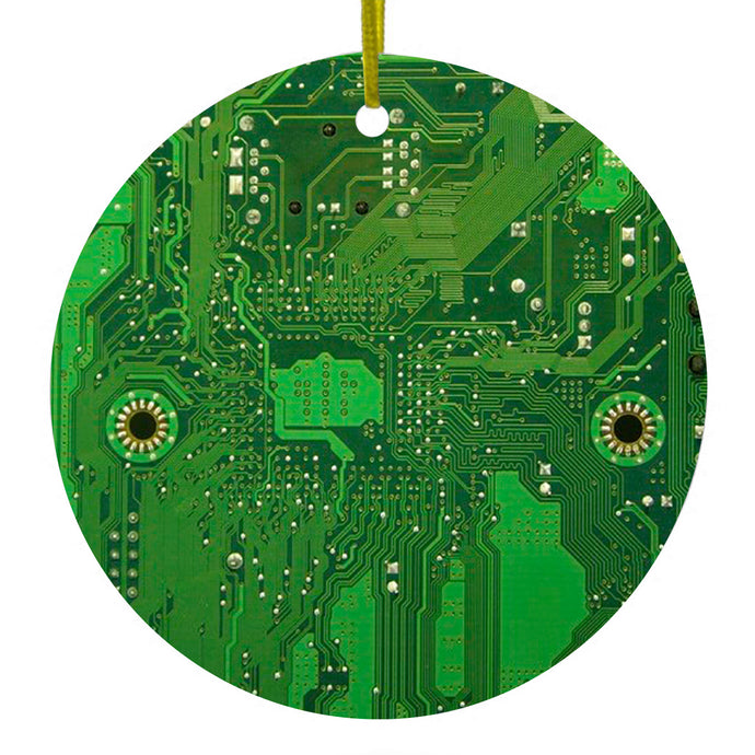 Green Circuit Board Image Ceramic Ornament