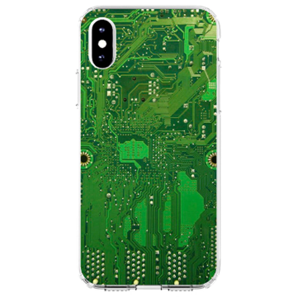 Green Circuit Board Image Clear Shockproof iPhone Case, view 2