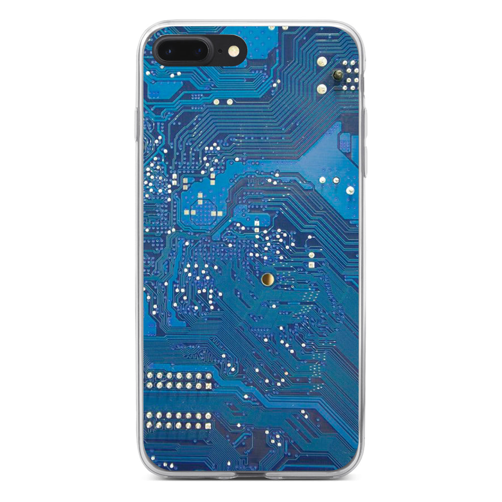 Blue Circuit Board Image Clear Shockproof iPhone Case, view 6