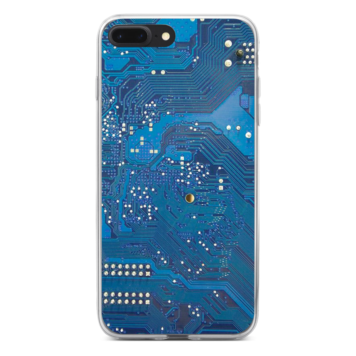Blue Circuit Board Image Clear Shockproof iPhone Case, view 6