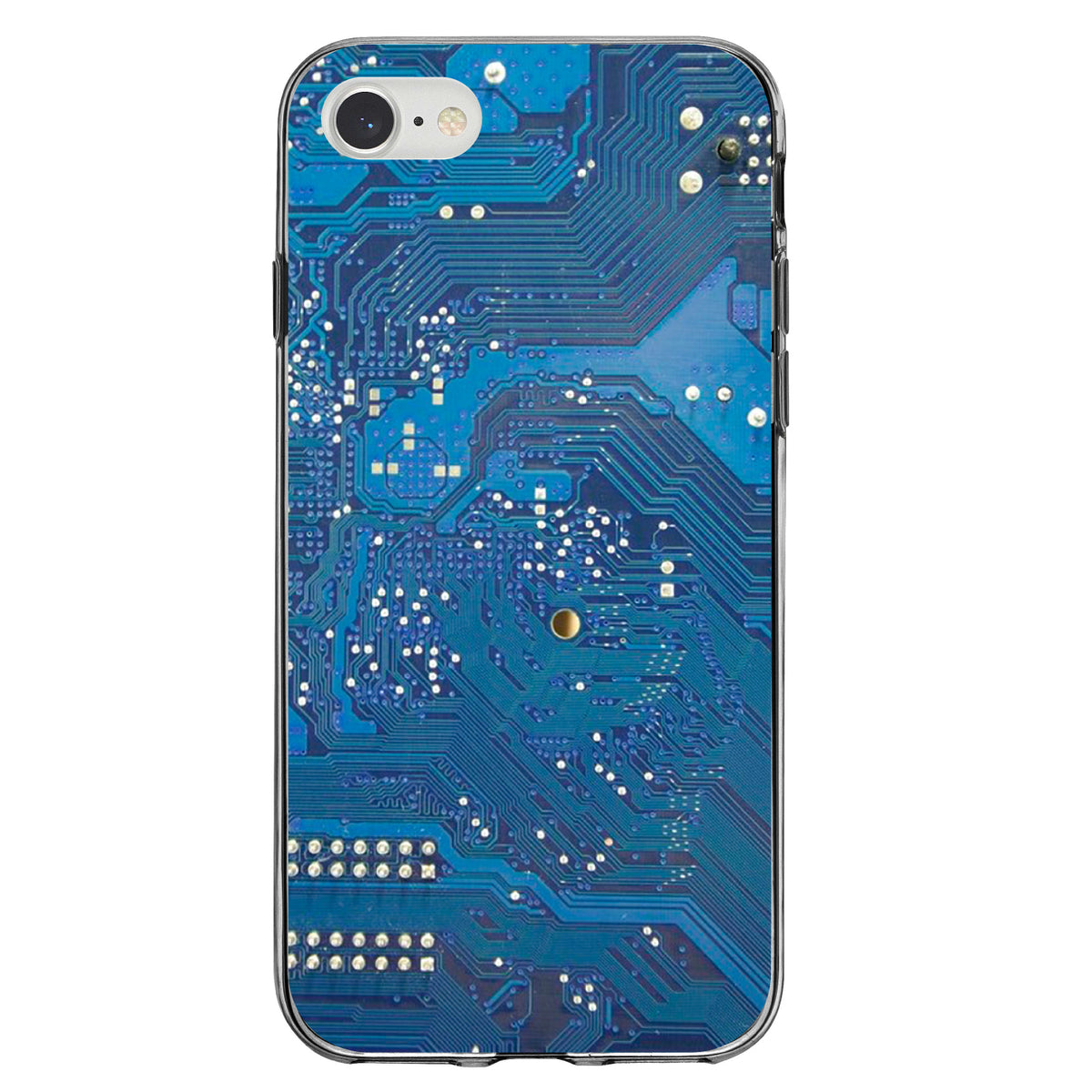 Blue Circuit Board Image Clear Shockproof iPhone Case, view 5