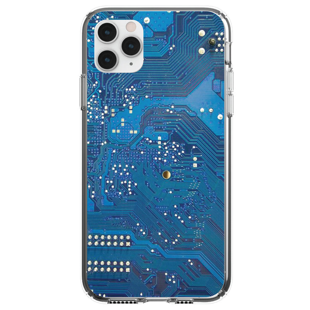 Blue Circuit Board Image Clear Shockproof iPhone Case