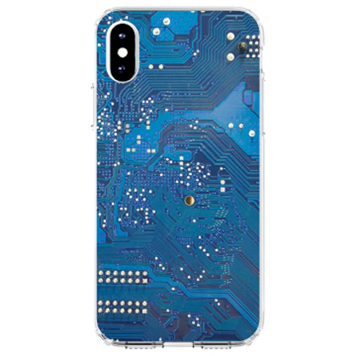 Blue Circuit Board Image Clear Shockproof iPhone Case, view 3