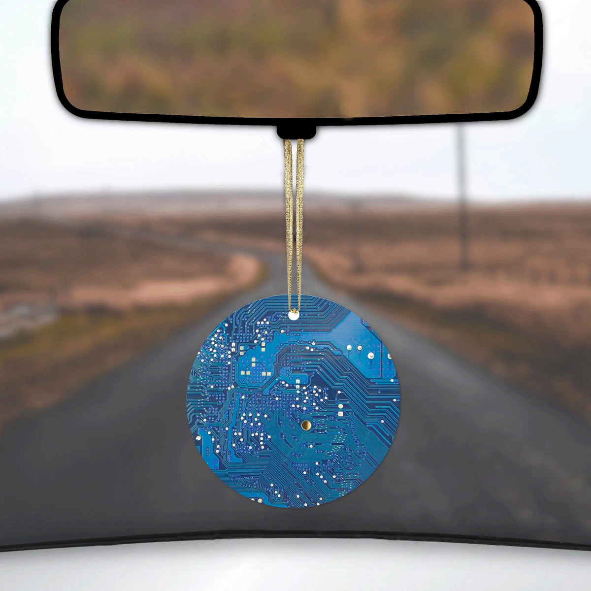 Blue Circuit Board Image Ceramic Ornament, view 3