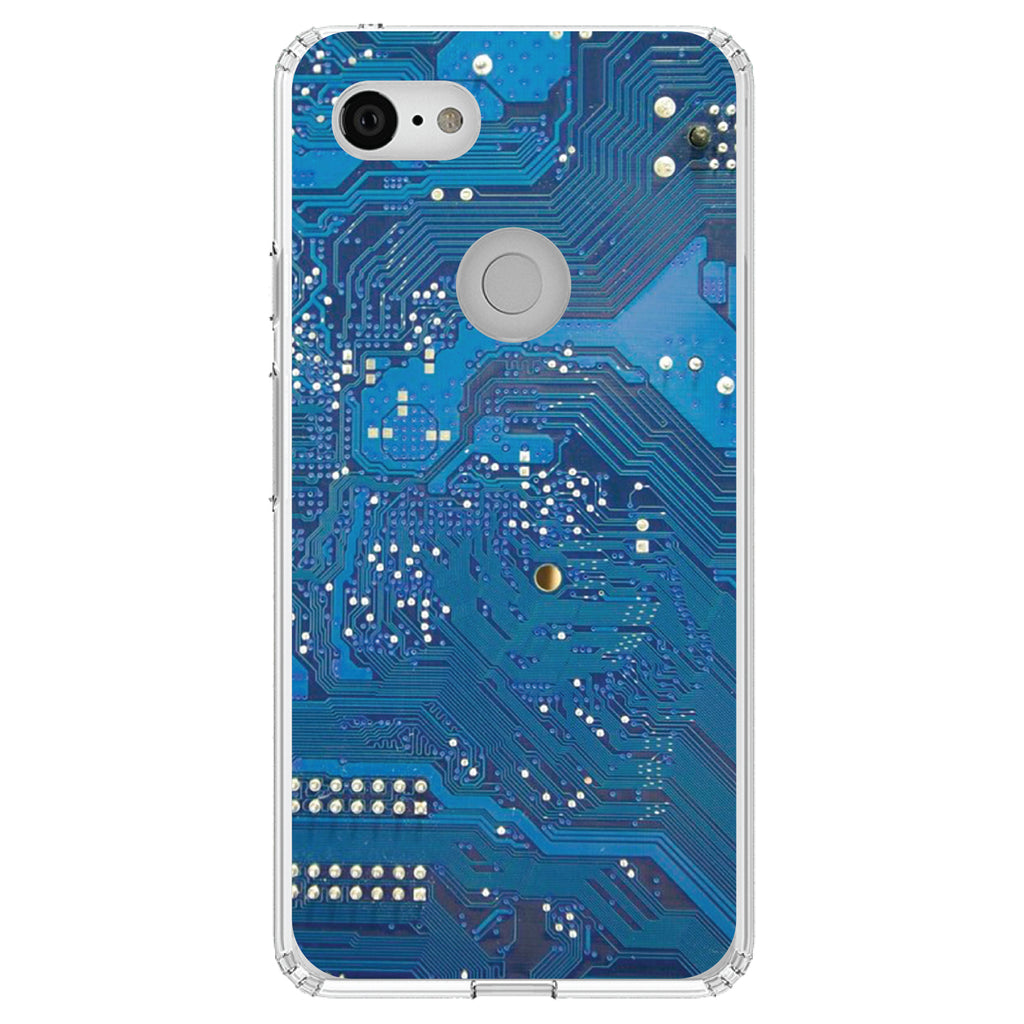 Blue Circuit Board Image Clear Shockproof iPhone Case, view 22