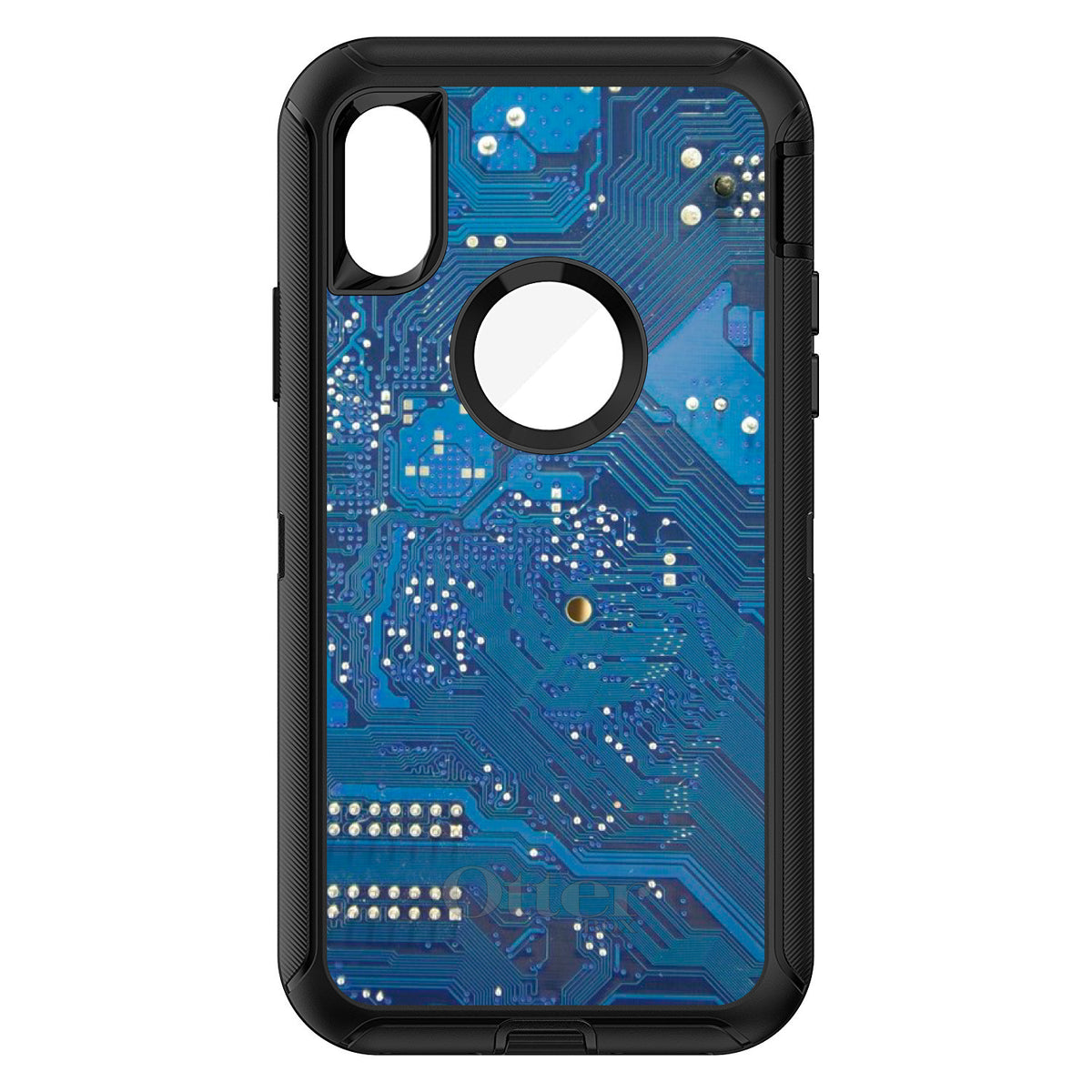 Blue Circuit Board OtterBox Defender Case for iPhone & Galaxy, view 3