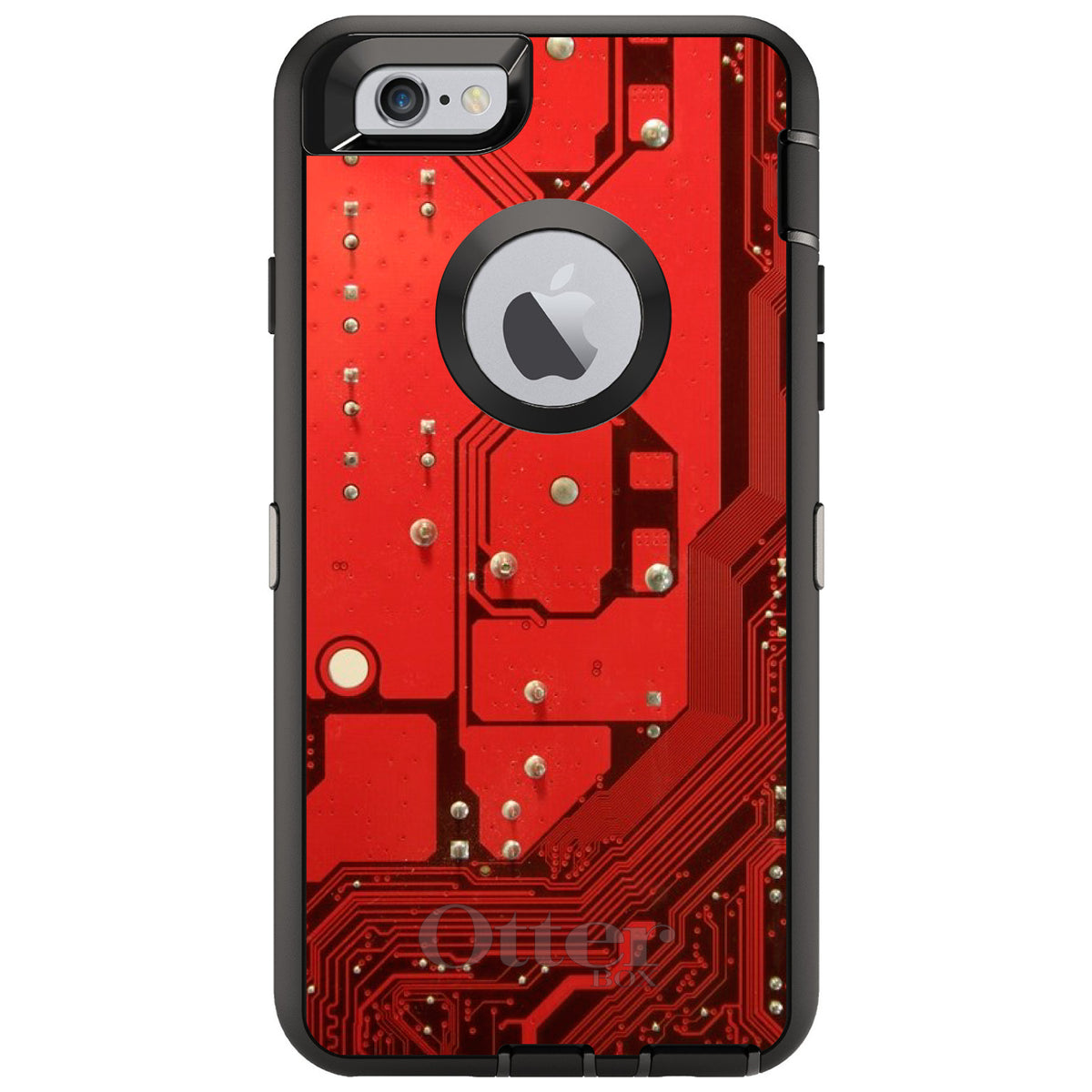 Red Circuit Board OtterBox Defender Case for iPhone & Galaxy, view 4