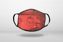 Red Circuit Board Image - 3-Ply Reusable Soft Face Mask Covering, Unisex, Cotton Inner Layer