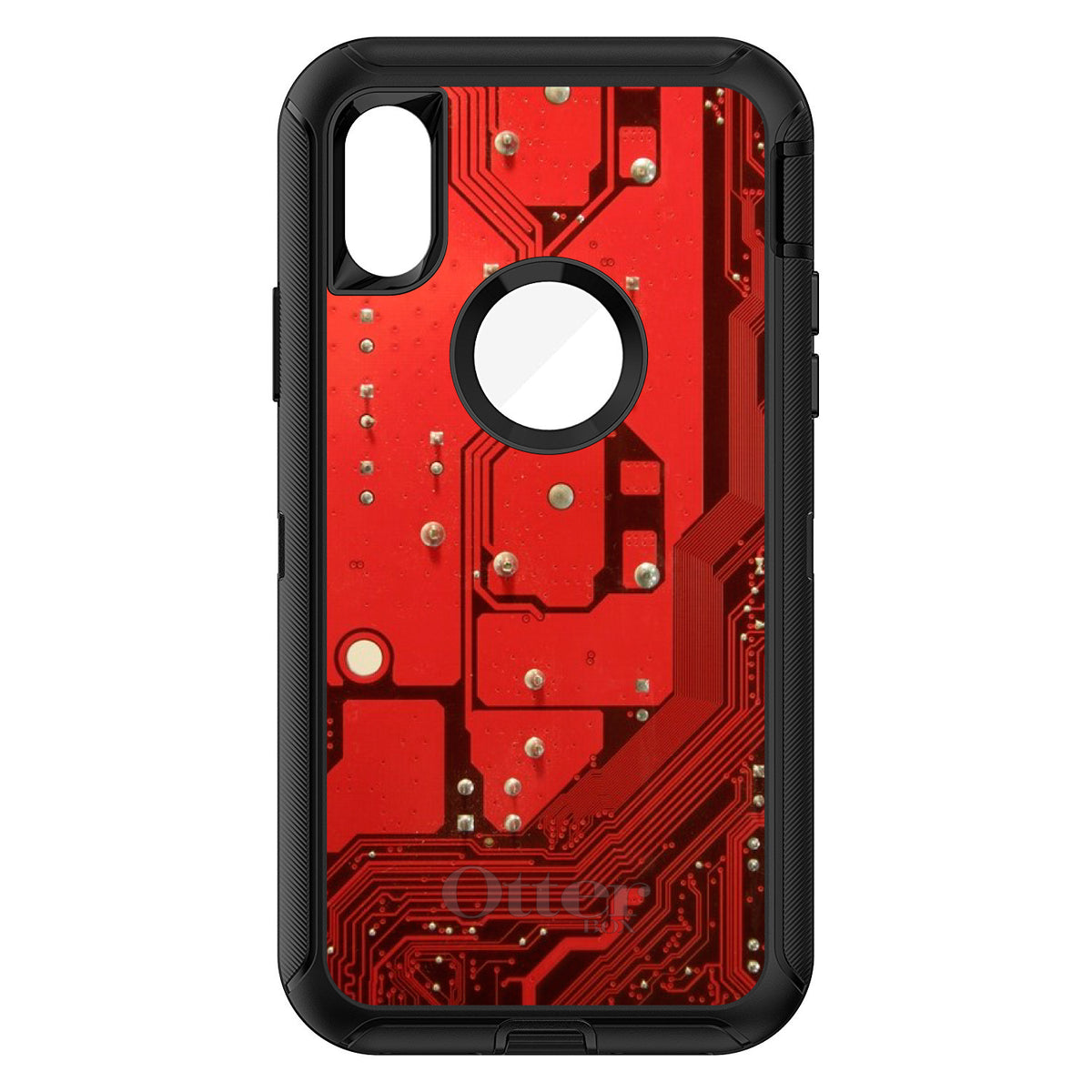 Red Circuit Board OtterBox Defender Case for iPhone & Galaxy, view 3