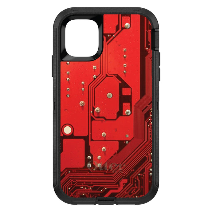 DistinctInk™ OtterBox Defender Series Case for Apple iPhone / Samsung Galaxy / Google Pixel - Red Circuit Board