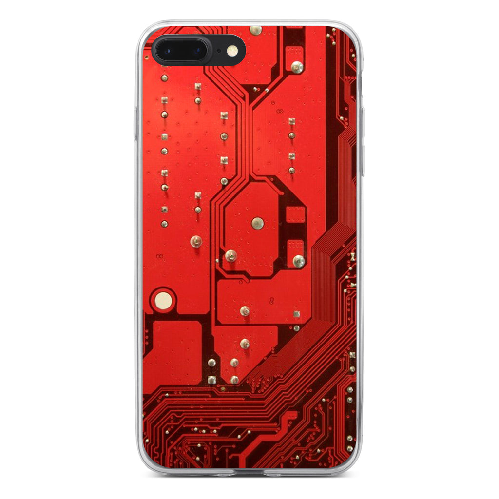 Red Circuit Board Image Clear Shockproof iPhone Case, view 6
