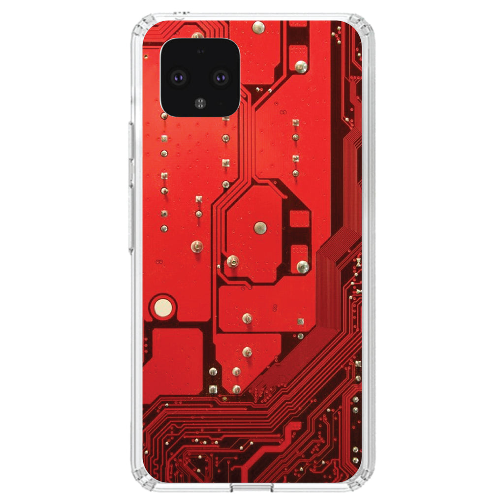 Red Circuit Board Image Clear Shockproof iPhone Case, view 23