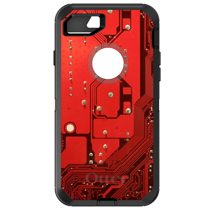 DistinctInk™ OtterBox Defender Series Case for Apple iPhone / Samsung Galaxy / Google Pixel - Red Circuit Board