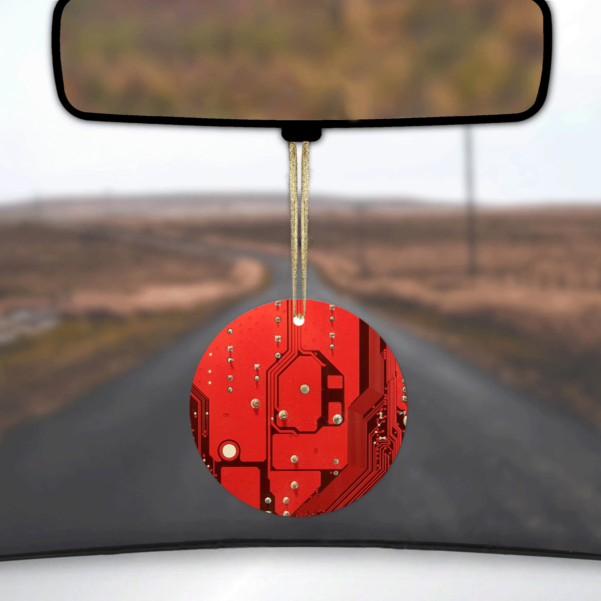 Red Circuit Board Image Ceramic Ornament, view 3