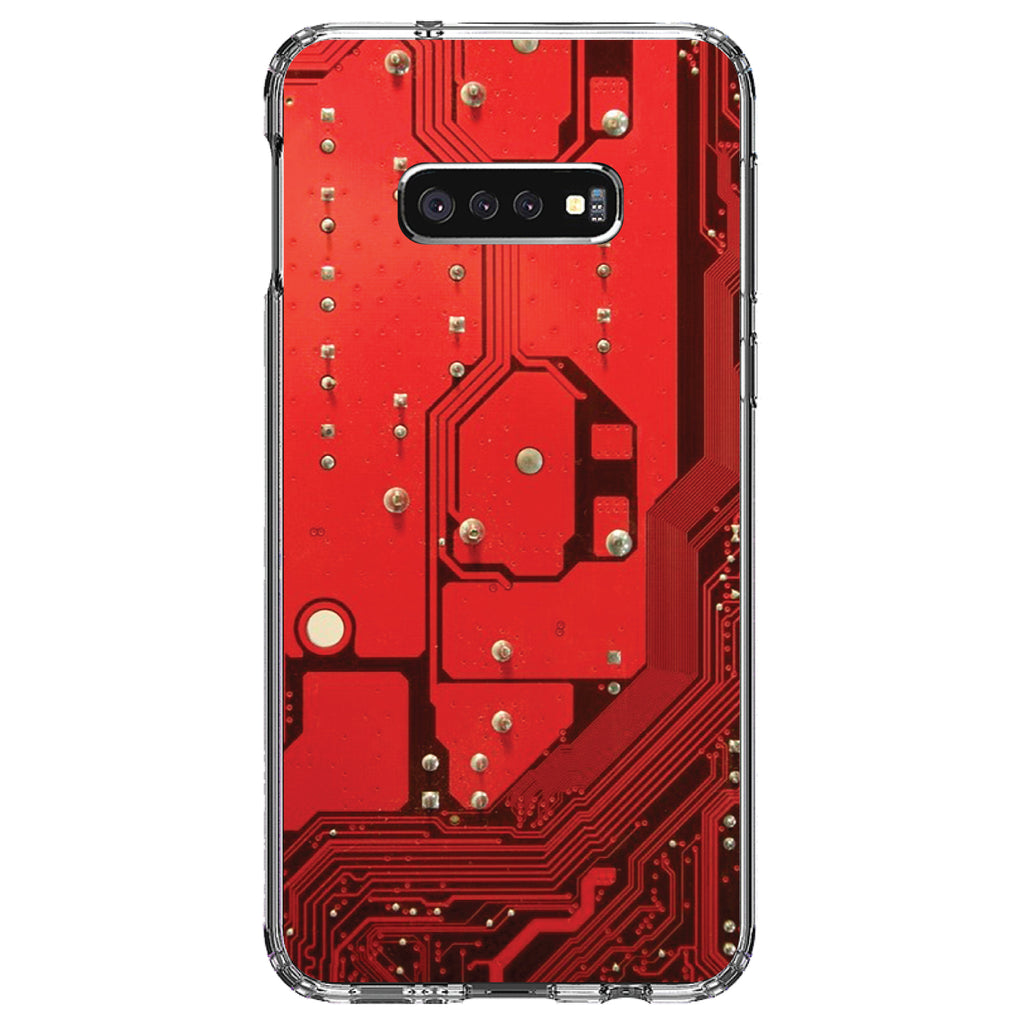 Red Circuit Board Image Clear Shockproof iPhone Case, view 18