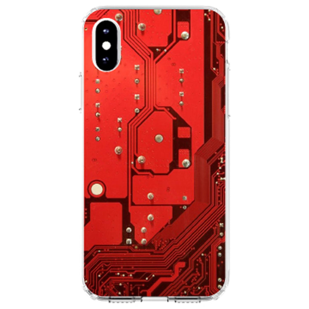Red Circuit Board Image Clear Shockproof iPhone Case, view 4