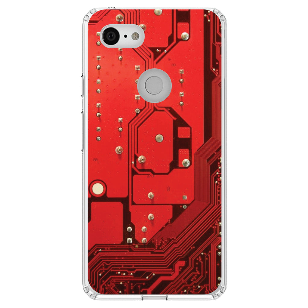 Red Circuit Board Image Clear Shockproof iPhone Case, view 21