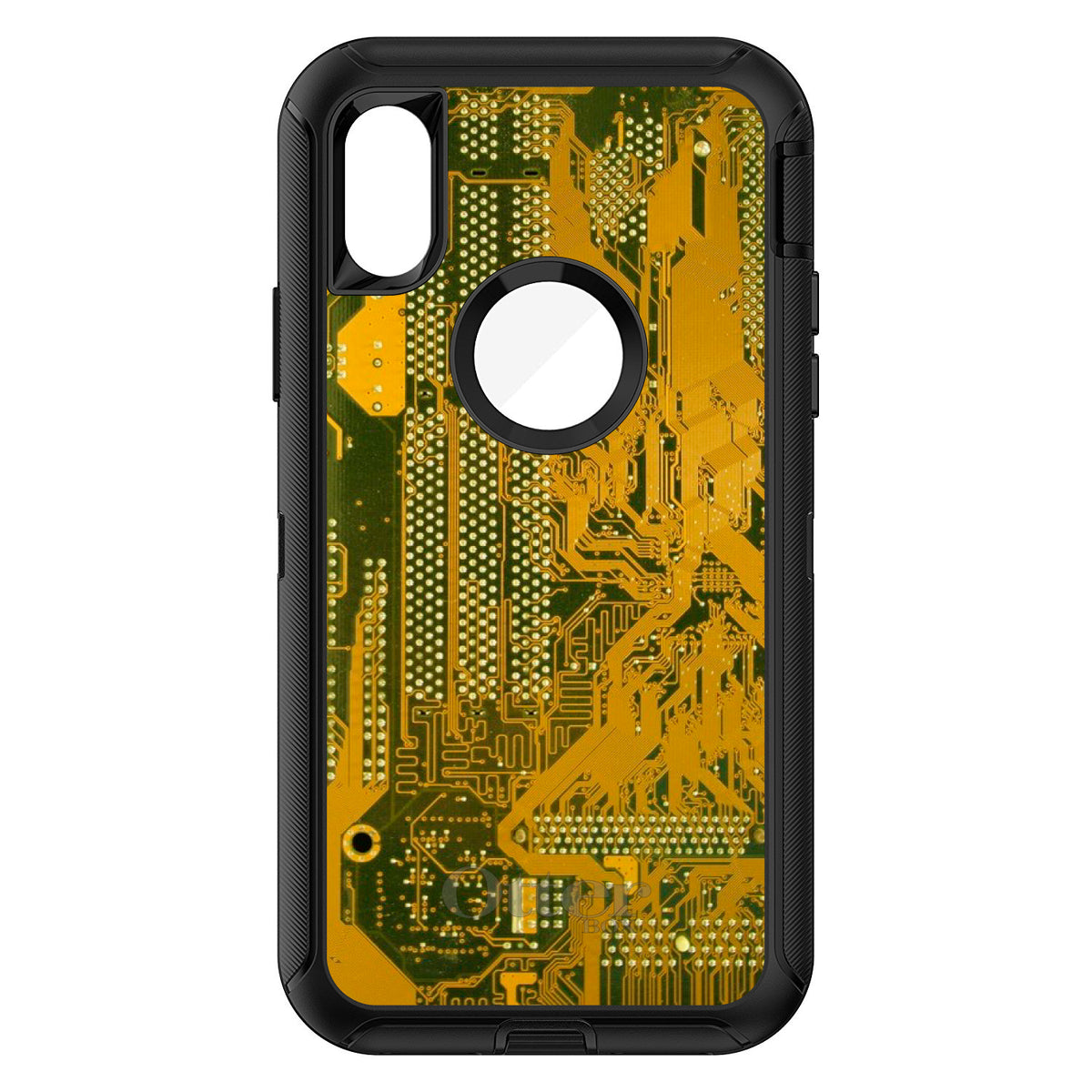Yellow Circuit Board OtterBox Defender Case for iPhone & Galaxy, view 3