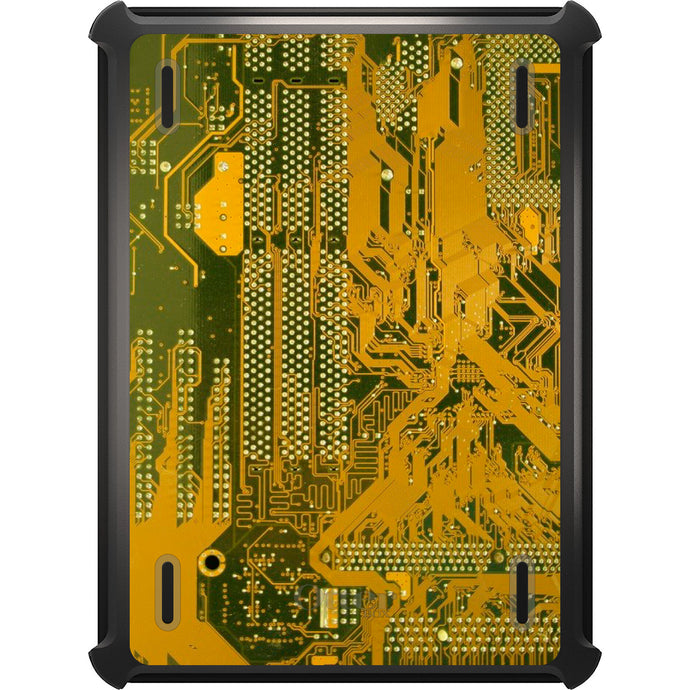 DistinctInk™ OtterBox Defender Series Case for Apple iPad / iPad Pro / iPad Air / iPad Mini - Yellow Circuit Board