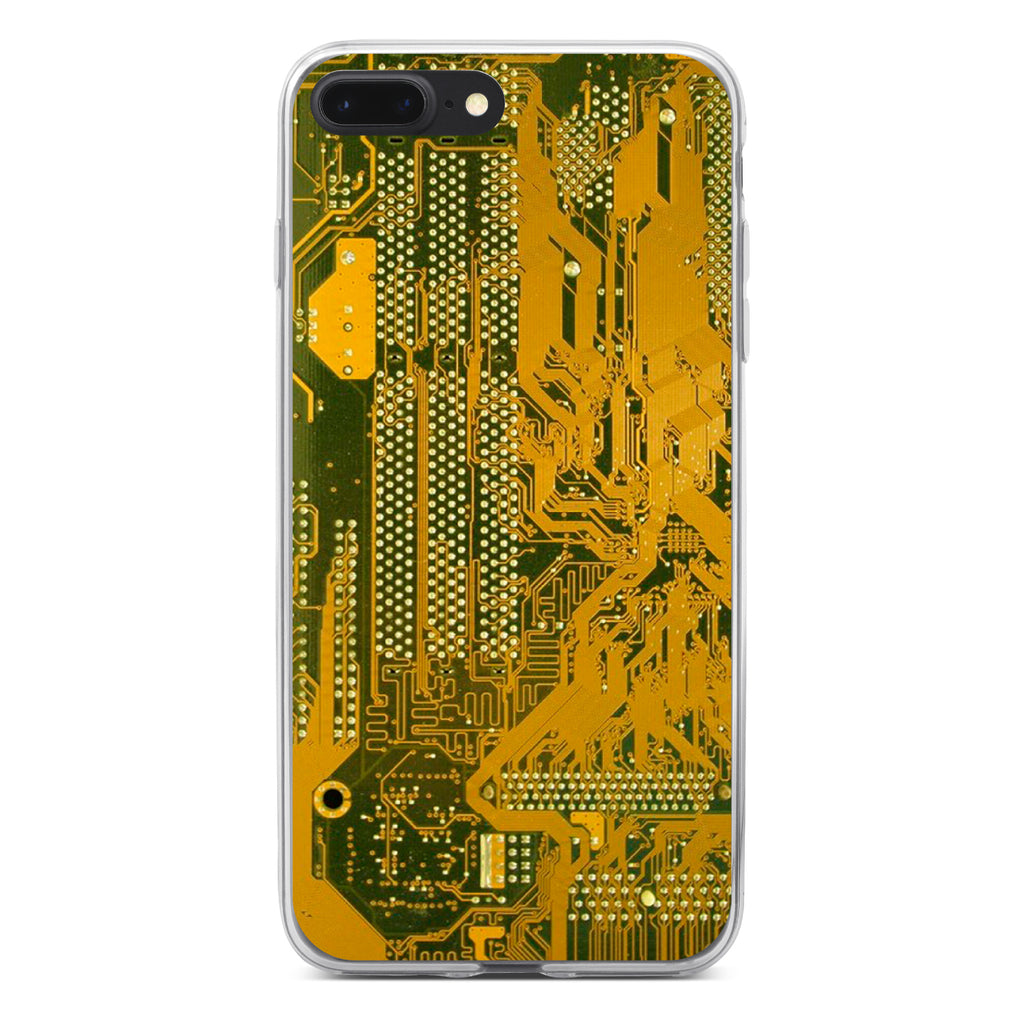 Yellow Circuit Board Image Clear Shockproof iPhone Case, view 6