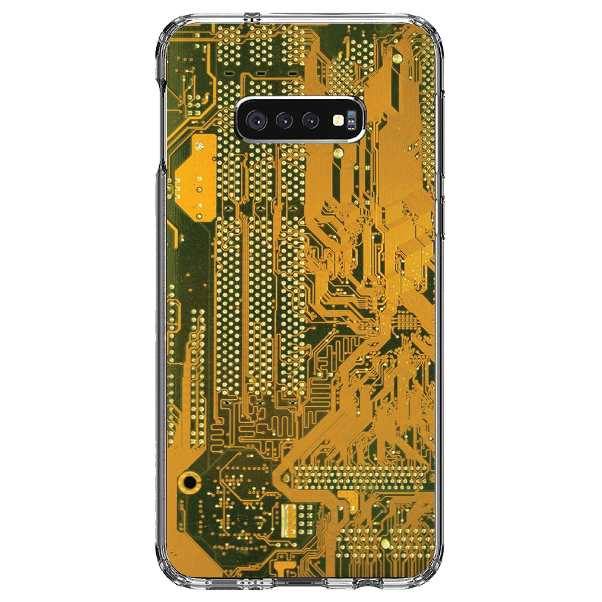 Yellow Circuit Board Image Clear Shockproof iPhone Case, view 18