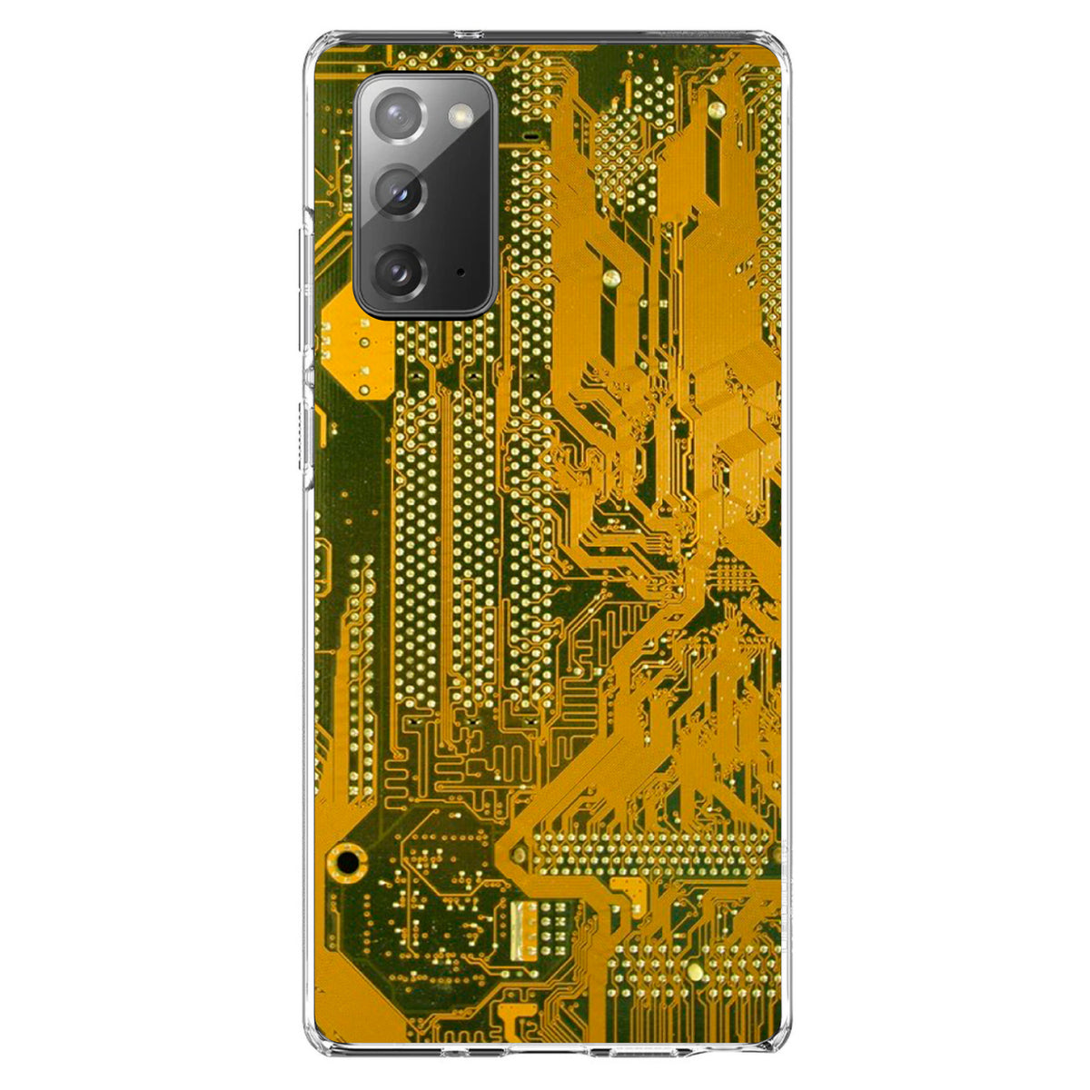 Yellow Circuit Board Image Clear Shockproof iPhone Case, view 7