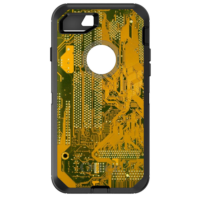 DistinctInk™ OtterBox Defender Series Case for Apple iPhone / Samsung Galaxy / Google Pixel - Yellow Circuit Board