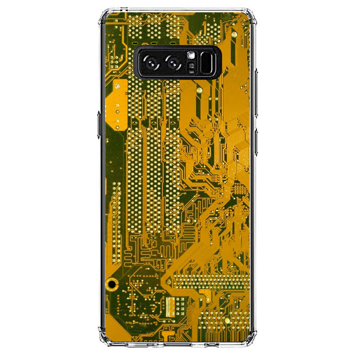 Yellow Circuit Board Image Clear Shockproof iPhone Case, view 12