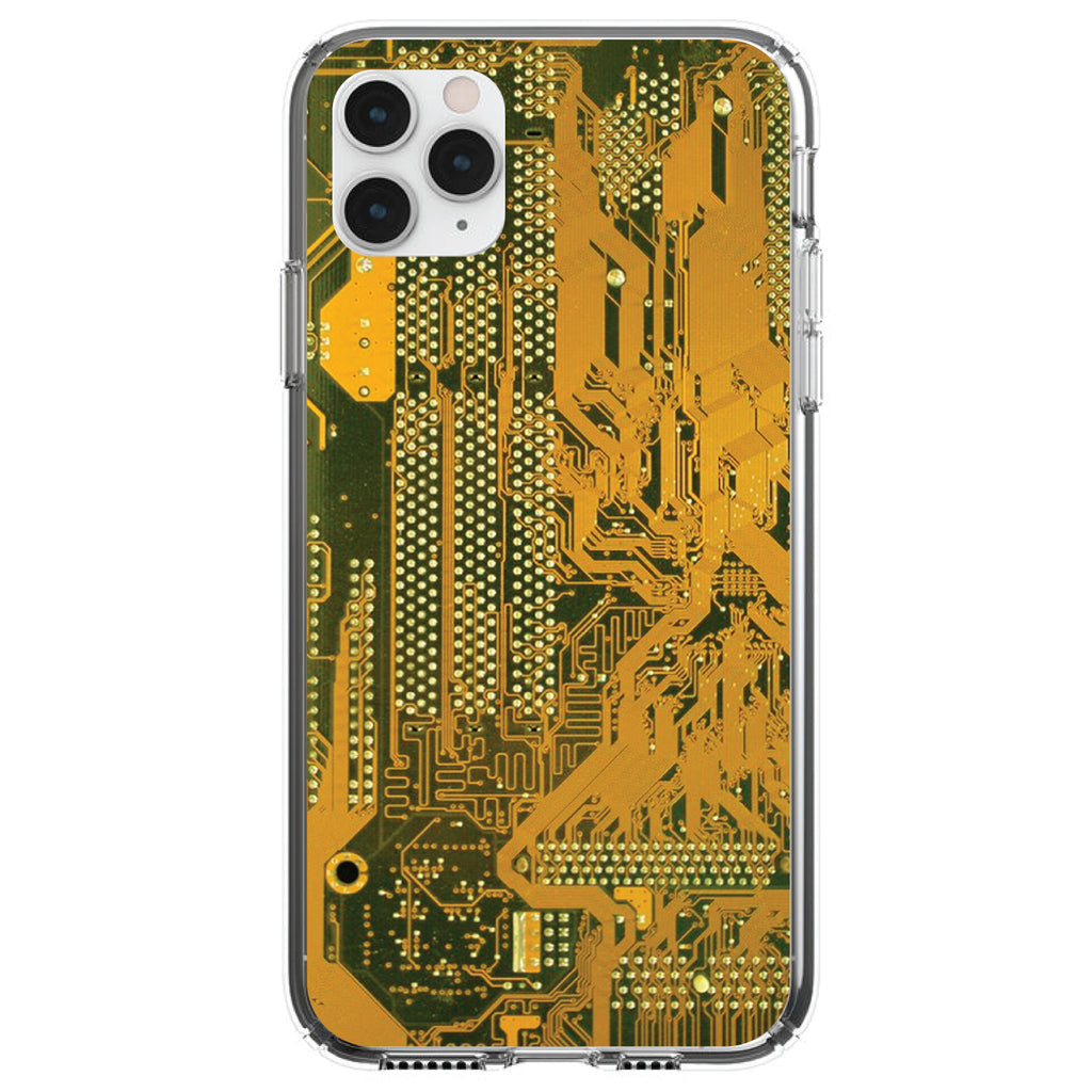 Yellow Circuit Board Image Clear Shockproof iPhone Case
