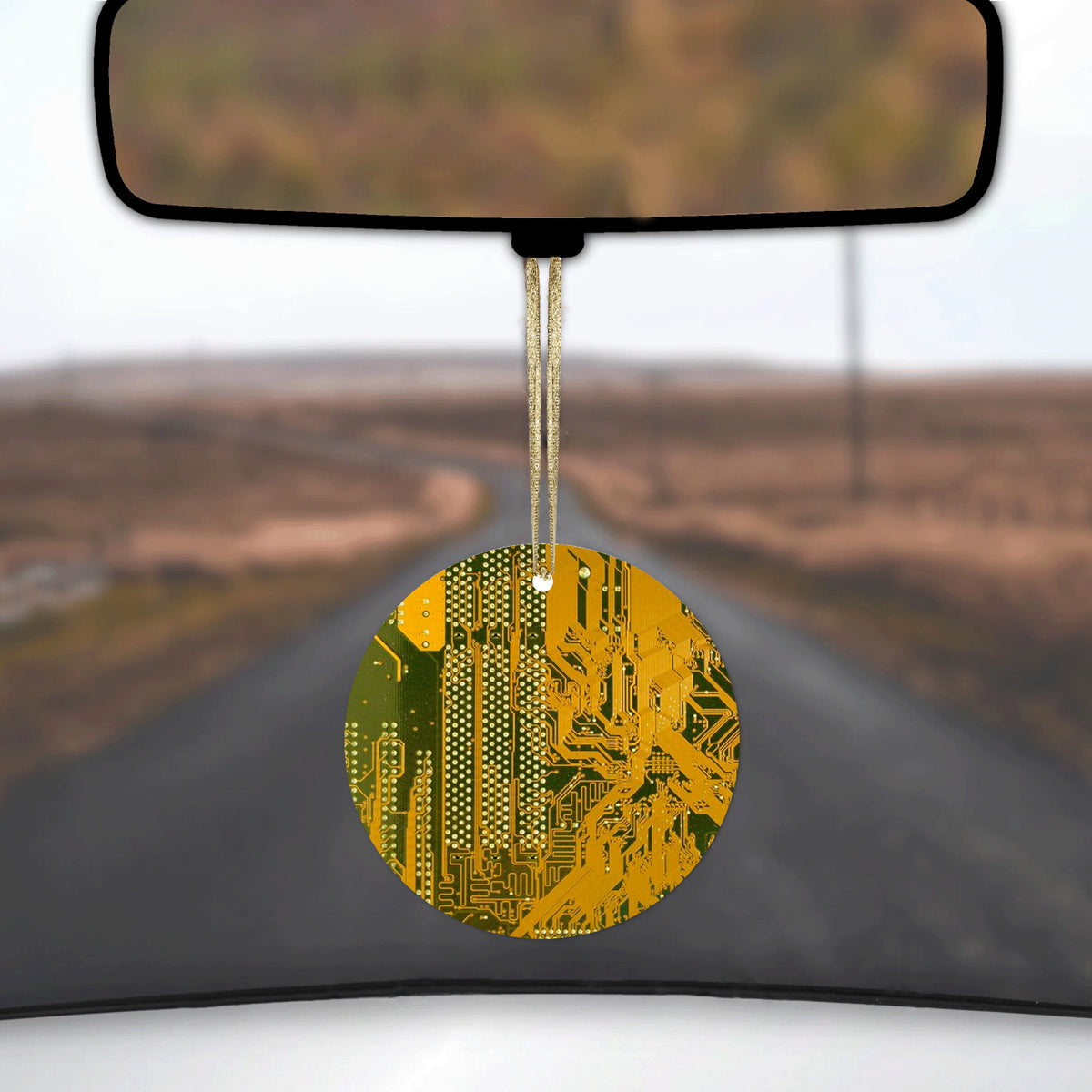 Yellow Circuit Board Image Ceramic Ornament, view 3
