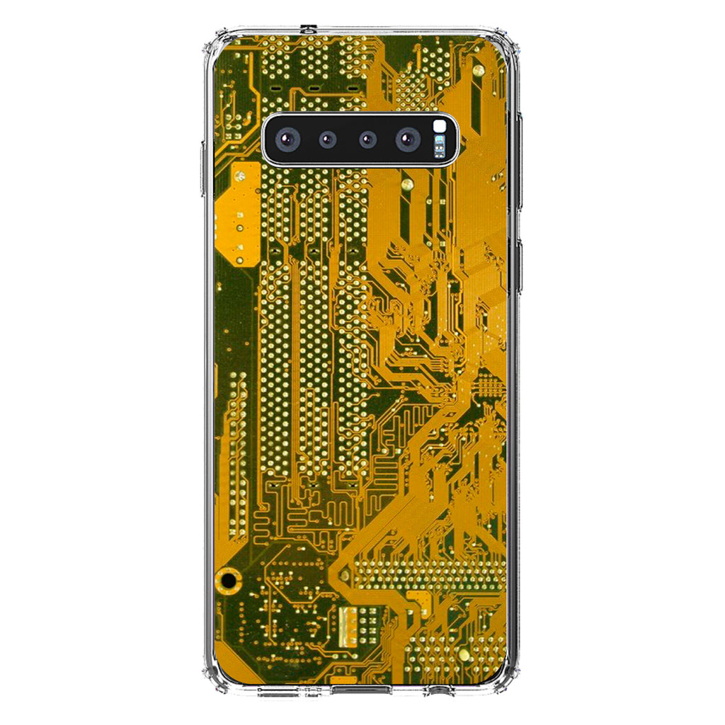 Yellow Circuit Board Image Clear Shockproof iPhone Case, view 16