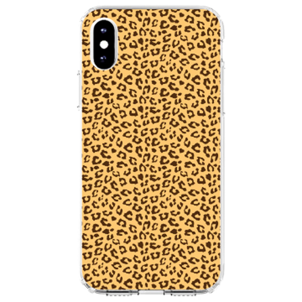 Beige Tan Brown Cheetah Skin Spots Clear Shockproof iPhone Case, view 2