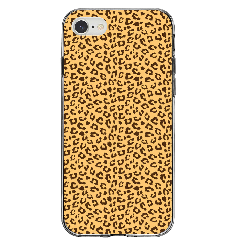 Beige Tan Brown Cheetah Skin Spots Clear Shockproof iPhone Case, view 5