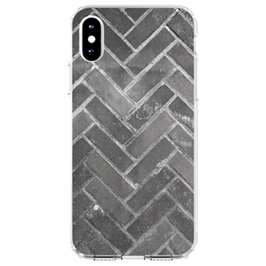 Herringbone Brick Floor Clear Shockproof iPhone Case, view 2
