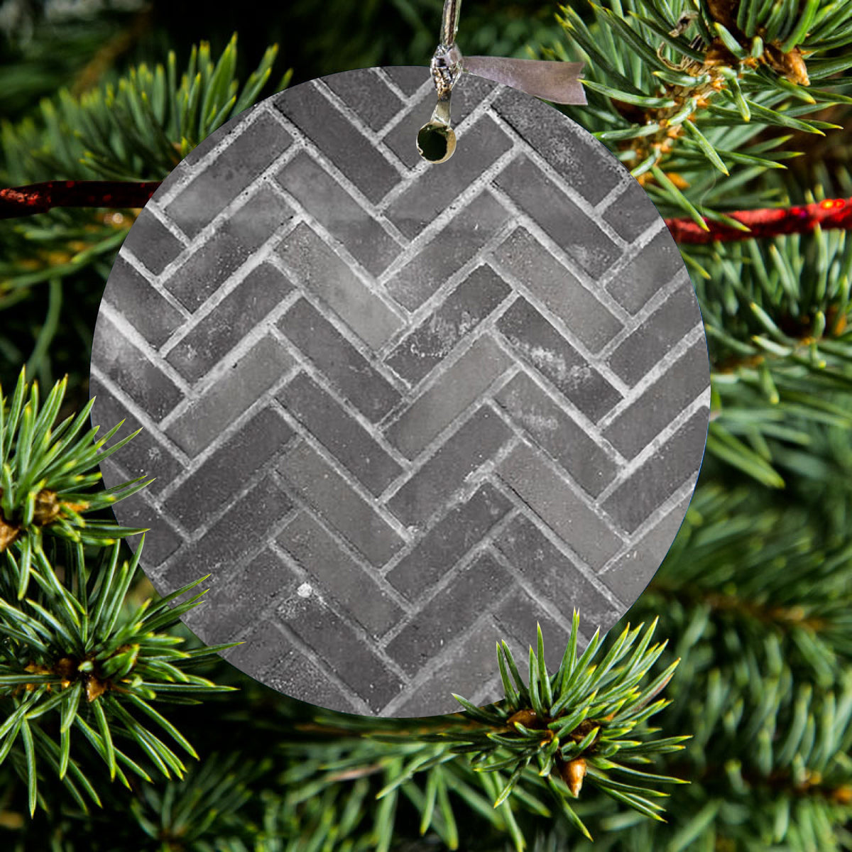 Herringbone Brick Floor Ceramic Ornament, view 2