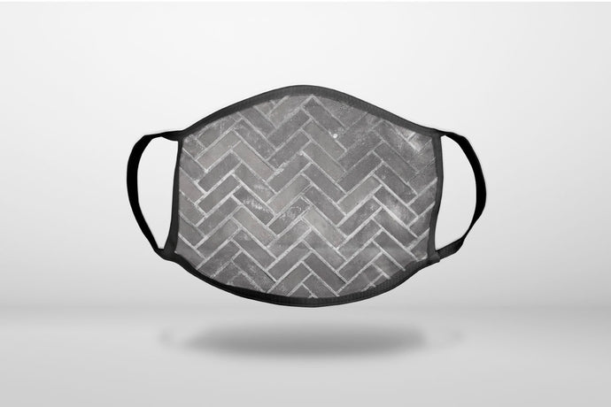 Herringbone Brick Floor - 3-Ply Reusable Soft Face Mask Covering, Unisex, Cotton Inner Layer