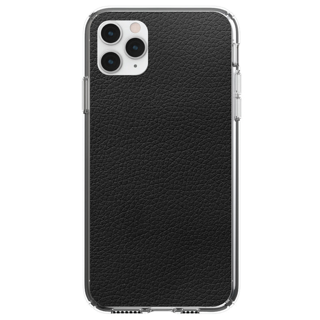 Black Faux Leather Print Design Clear Shockproof iPhone Case