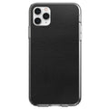 Black Faux Leather Print Design Clear Shockproof iPhone Case