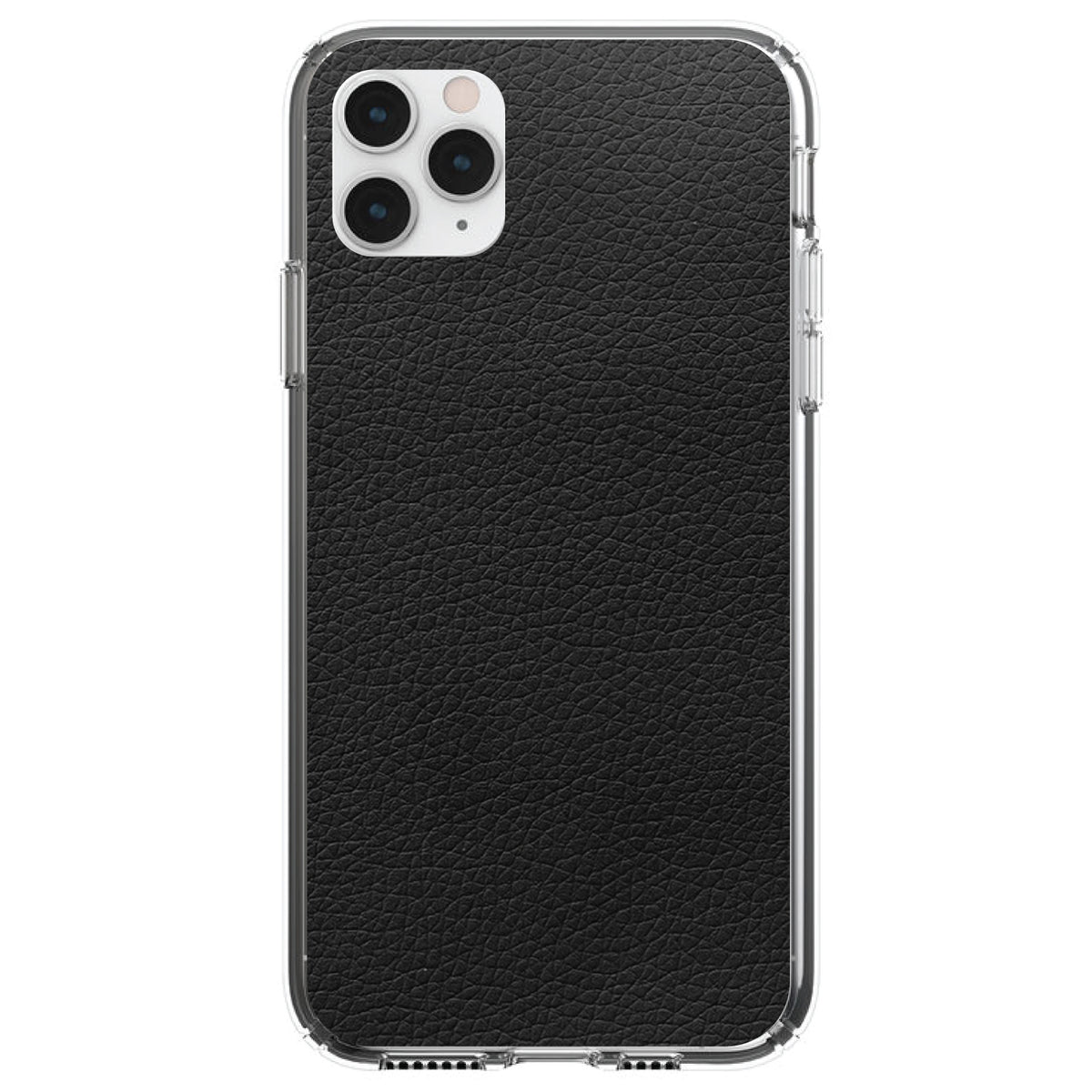 Black Faux Leather Print Design Clear Shockproof iPhone Case