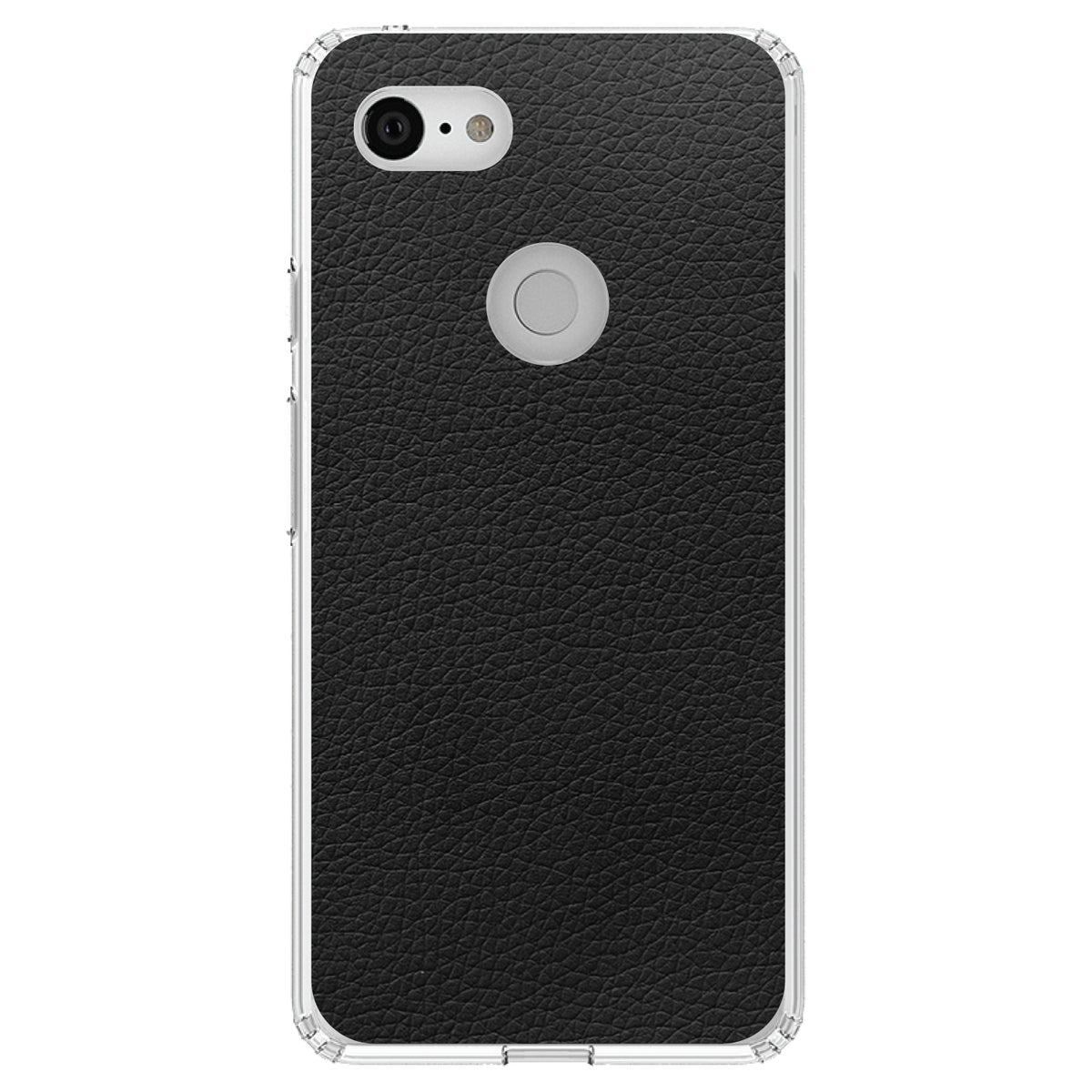 Black Faux Leather Print Design Clear Shockproof iPhone Case, view 22