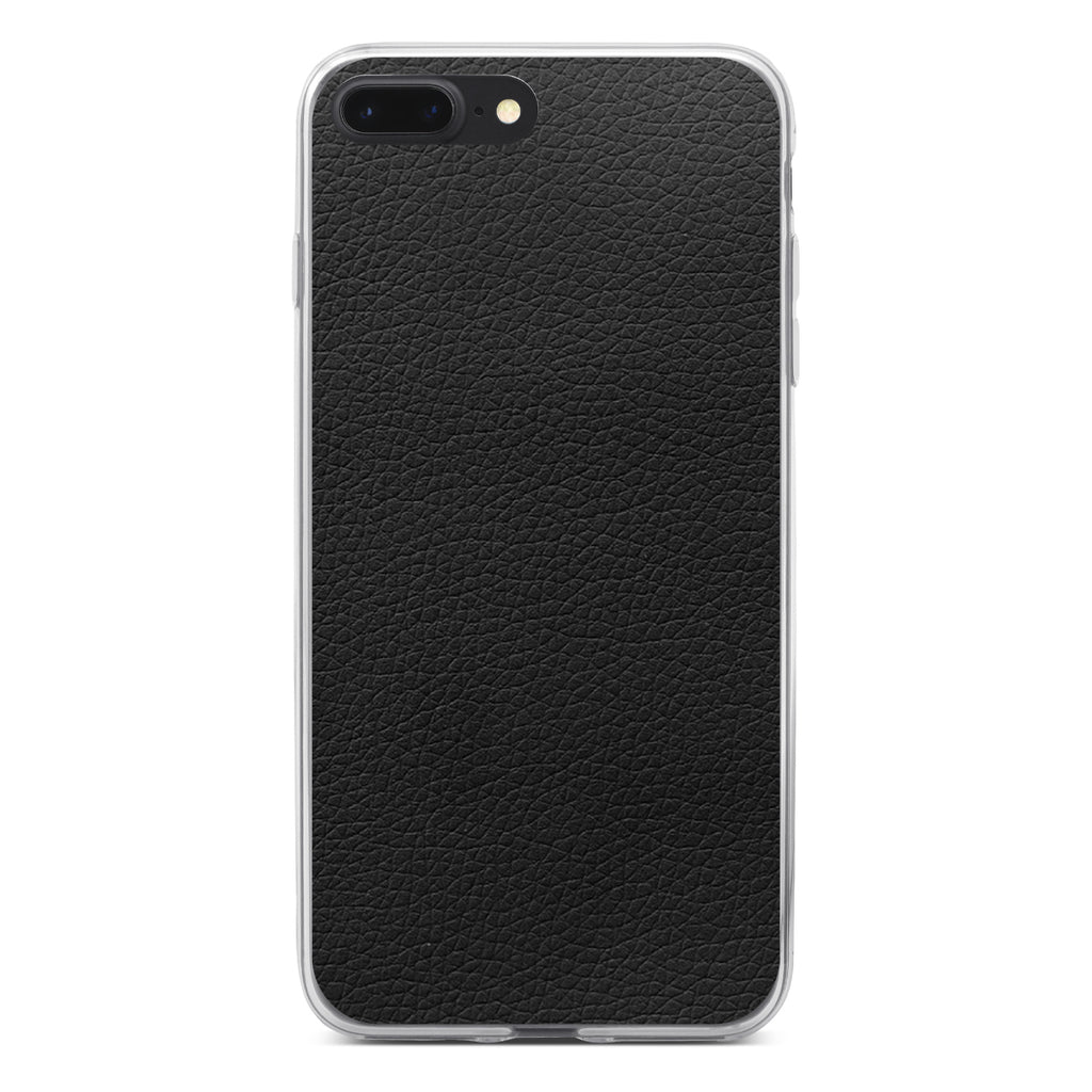 Black Faux Leather Print Design Clear Shockproof iPhone Case, view 6