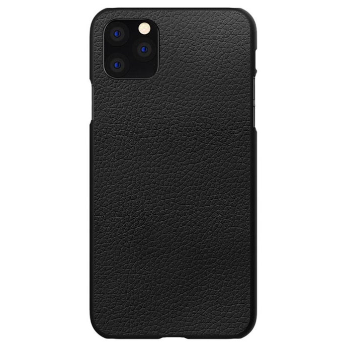 DistinctInk® Hard Plastic Snap-On Case for Apple iPhone or Samsung Galaxy - Black Leather Print Design