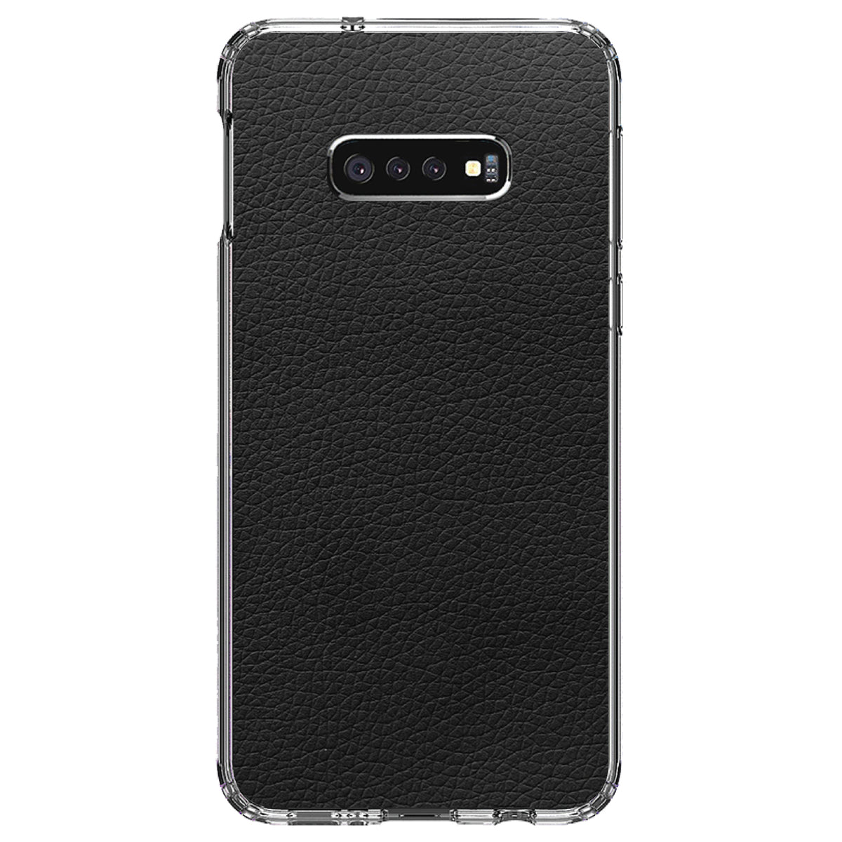 Black Faux Leather Print Design Clear Shockproof iPhone Case, view 18