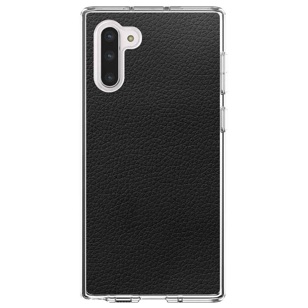 Black Faux Leather Print Design Clear Shockproof iPhone Case, view 9