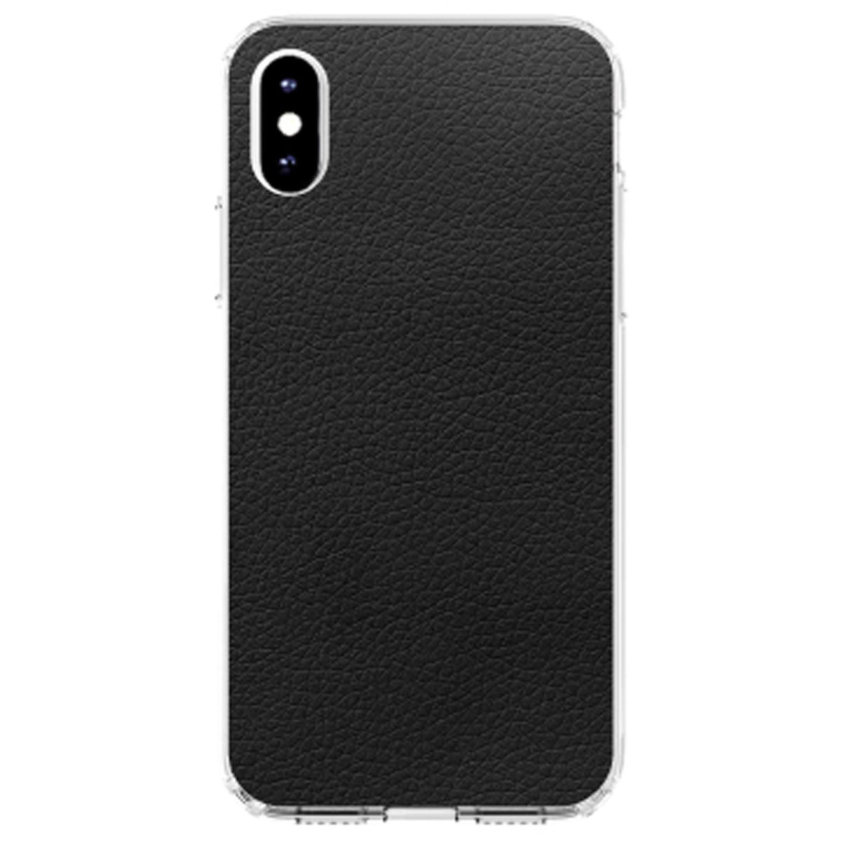 Black Faux Leather Print Design Clear Shockproof iPhone Case, view 3