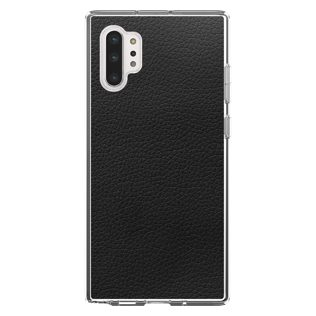 Black Faux Leather Print Design Clear Shockproof iPhone Case, view 10