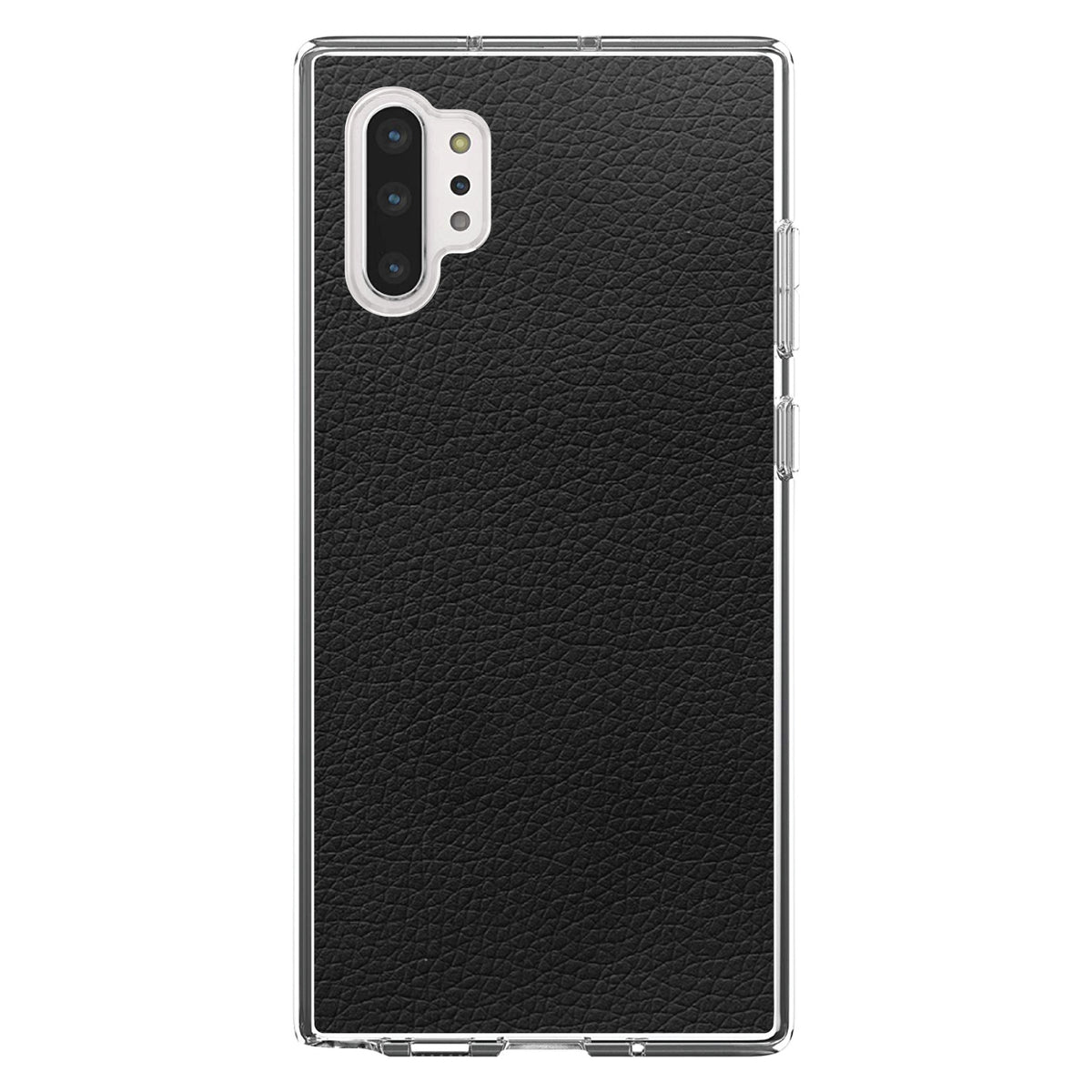 Black Faux Leather Print Design Clear Shockproof iPhone Case, view 10