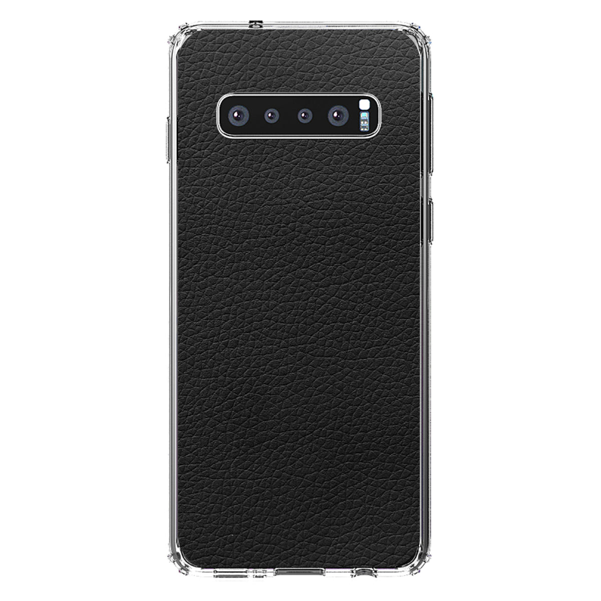Black Faux Leather Print Design Clear Shockproof iPhone Case, view 17