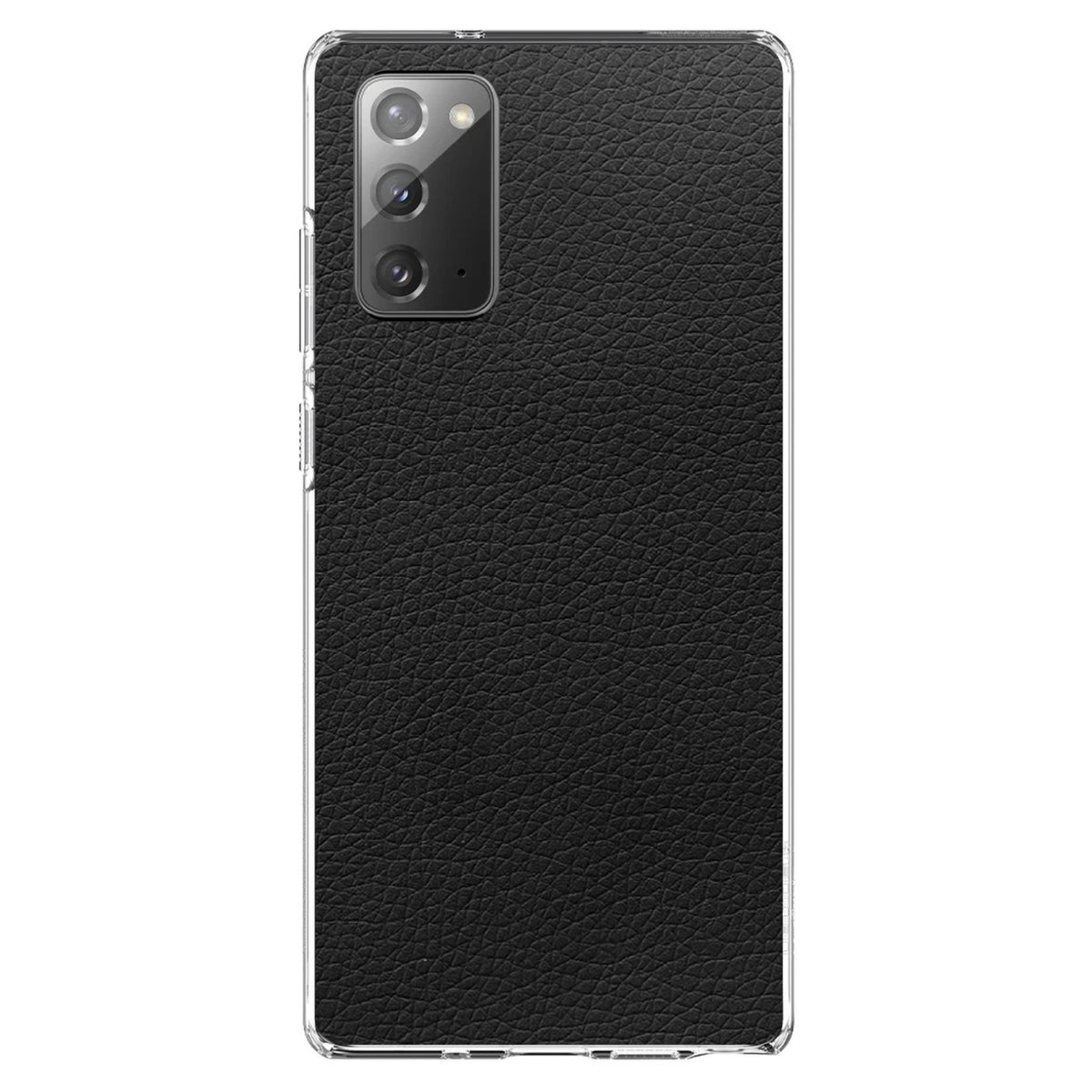 Black Faux Leather Print Design Clear Shockproof iPhone Case, view 7