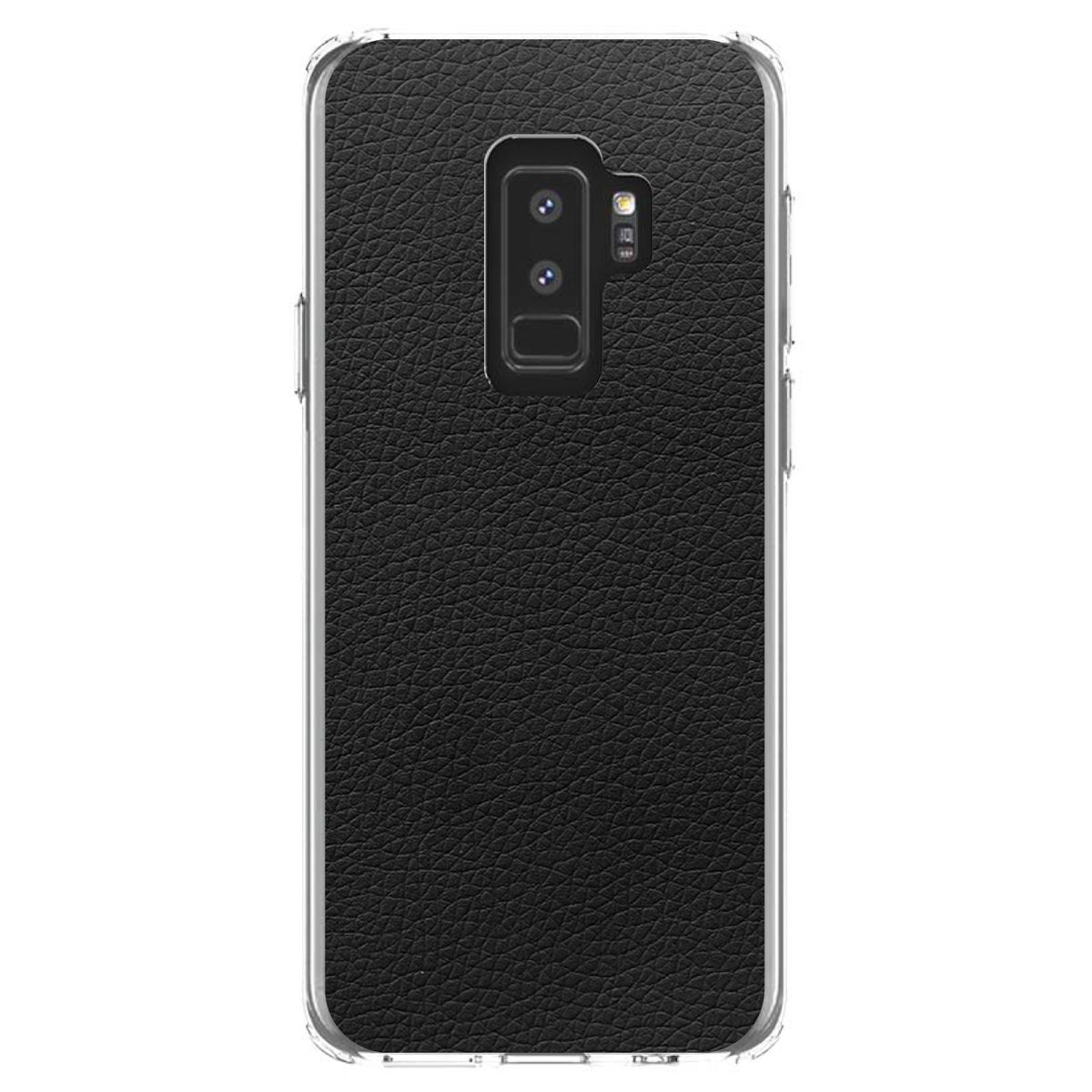 Black Faux Leather Print Design Clear Shockproof iPhone Case, view 20